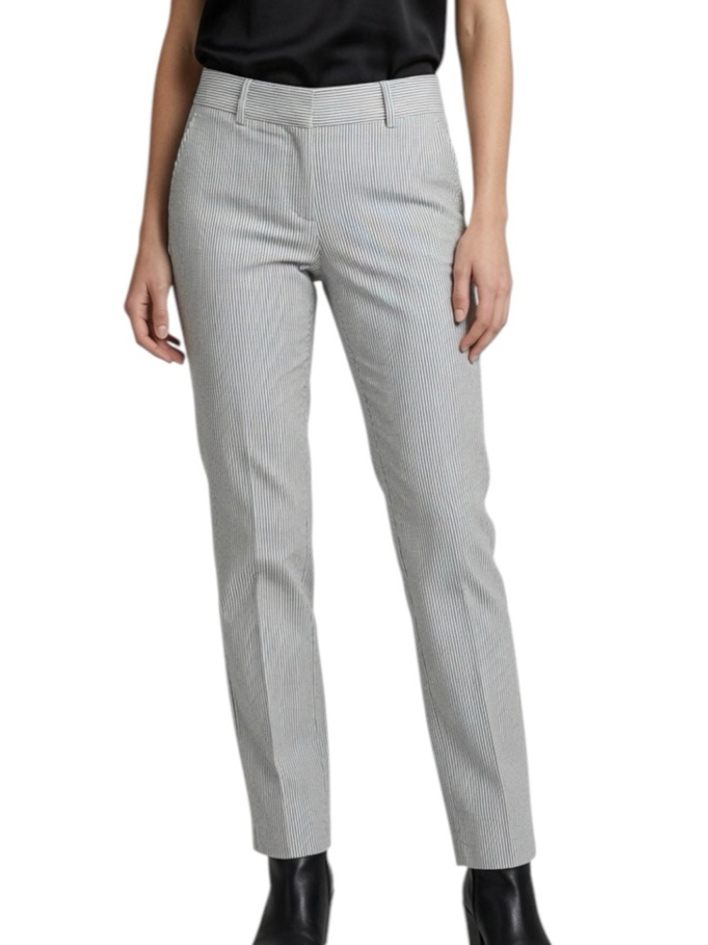 ANN TAYLOR: Gray & Cream Striped Slacks Pants - Size 4